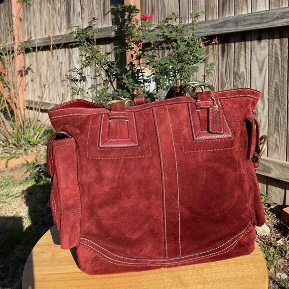 Coach gallery suede burgundy 10084 Lunch tote bag purse - Picture 4 of 7